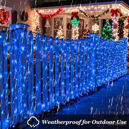 Christmas String Lights Outdoor 470FT 1500 LED Blue | Dimmable, 12 Light Styles, Memory Timer, Waterproof, 29V Safe Low Voltage, Diamond-Faceted LED, Energy Efficiency