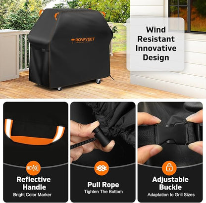 Grill Cover for Outdoor Grill, Universal Fit Oxford Waterproof BBQ Cover for Outside, Anti-UV Barbecue Gas Cover with Adjustable Hem for Weber, Nexgrill, Expert Grill and More (53" - 58")