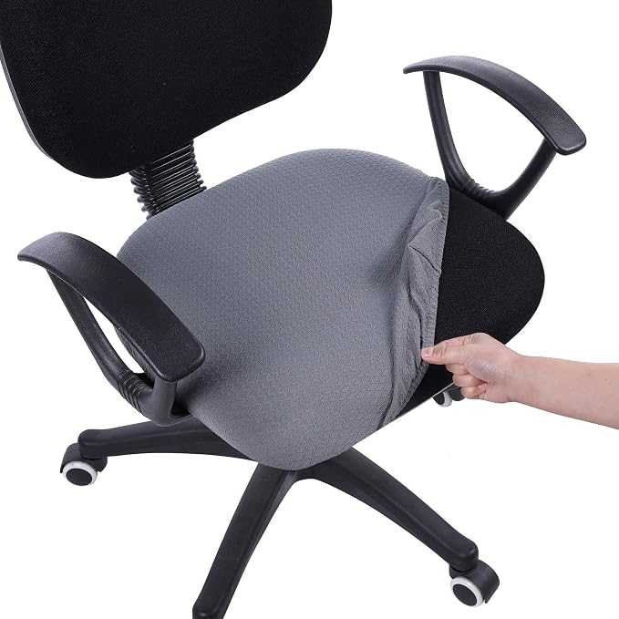 Smiry Office Computer Chair Seat Covers for Desk, Anti-dust Protector | Stretch Jacquard Removable Washable Desk Chair Seat Cushion Protectors, Grey
