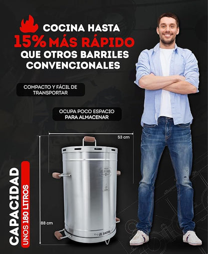 EL BARRIL 30LBS Lite Large Barrel Smoker Grill – Juicy, Even BBQ Every Time, 430 Stainless Steel, Vertical Charcoal Barrel Grill and Rust-Resistant Design, Perfect for Family, Parties & Outdoor