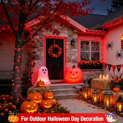 JMEXSUSS 400 LED Red Halloween Lights Outdoor Plug in | 132ft Halloween String Lights with Remote, 8 Modes Red Christmas Lights for Tree Garden House Xmas Halloween Decorations
