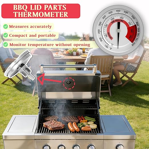 BBQ Lid Thermometer Gauge for KitchenAid Grill Replacement Parts 720-0954 KitchenAid 720 0819 720-0745 720-0745A,Nexgrill 720-0733 720-0745,Kirkland 720-1068,Oklahoma Joe 15202029,Kenmore 146.48589710