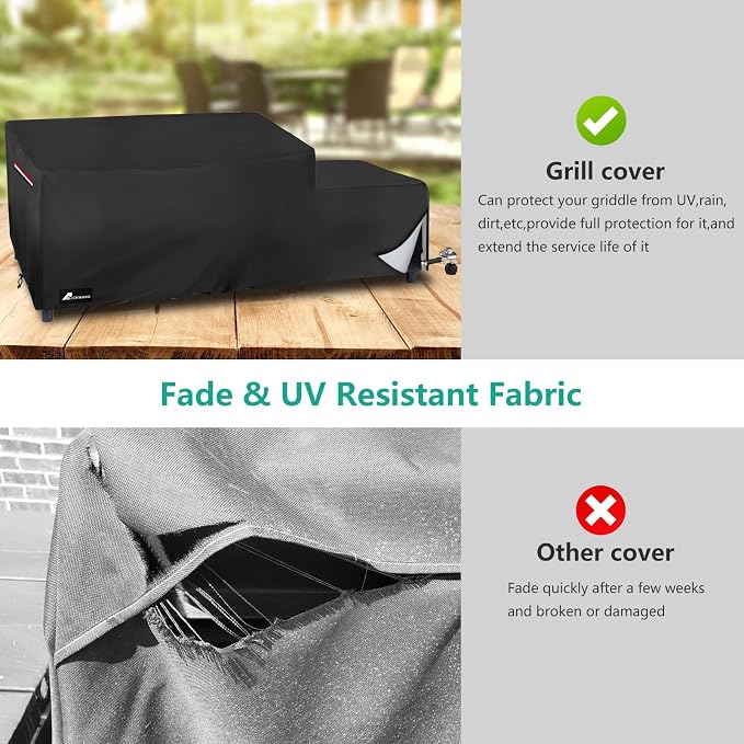 Waterproof Grill Cover for Blackstone 1860/2225 On The Go Range Top Combo Griddle, Heavy-Duty Durable Outdoor Flat Top BBQ Griddle Grill Cover (Cover Only) - Black