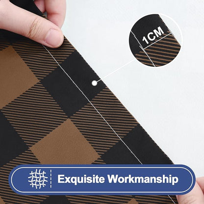 Smiry Picnic Table Cloth 2 Pack, Waterproof Elastic Fitted Tablecloths for 6FT Rectangle Tables, Washable Polyester Buffalo Plaid Tablecloth for Camping& Outdoor (Black & Brown, 30" x 72")