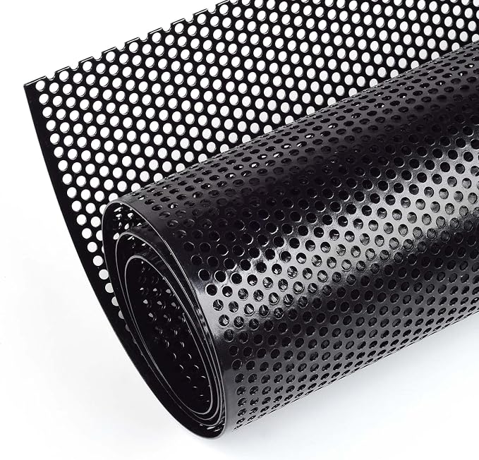 AggAuto Universal 40"x13" Car Grill Mesh 4mm Round Hole Black | Aluminum Alloy Automotive Grille Insert Bumper, One of the Most Multifunctional Shape Grids 100x33cm
