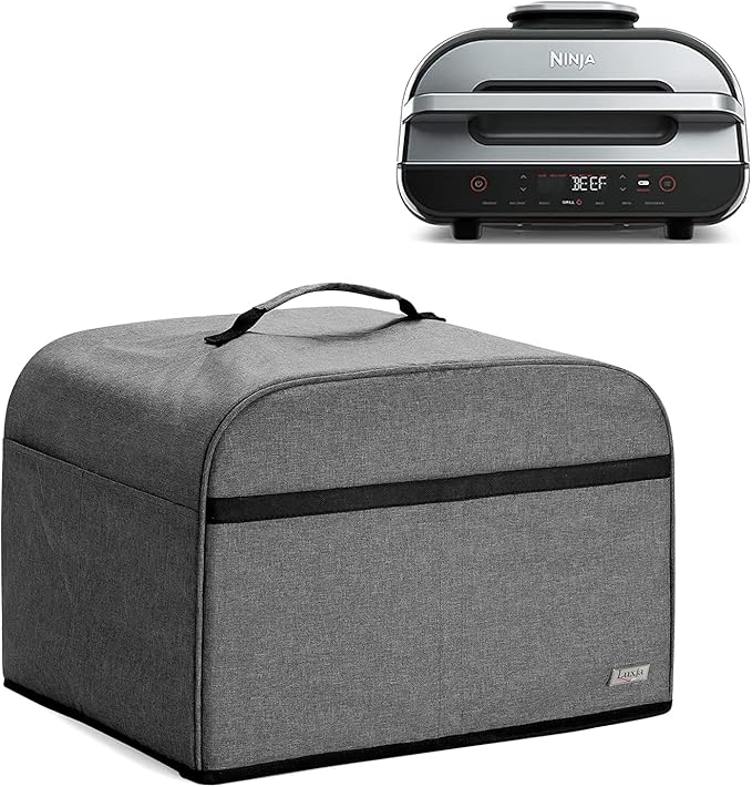 Luxja Dust Cover Compatible with Ninja Foodi Smart XL Grill (FG551), Cover with Accessories Storage Pockets, Gray