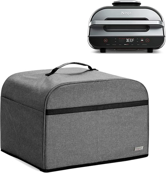 Luxja Dust Cover Compatible with Ninja Foodi Smart XL Grill (FG551), Cover with Accessories Storage Pockets, Gray