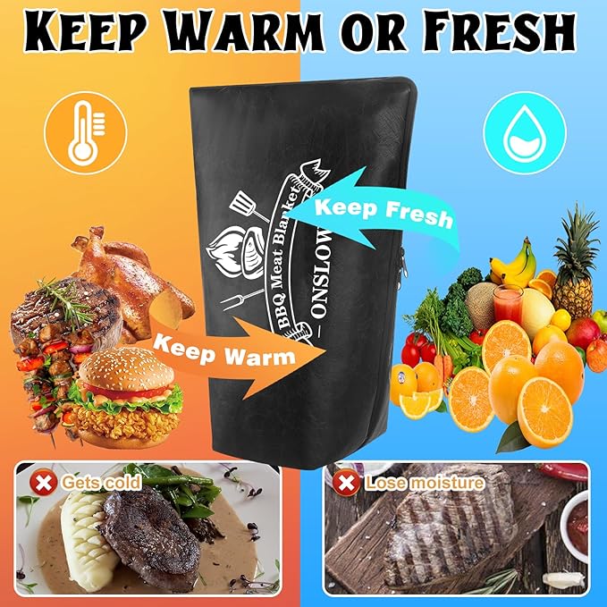 BBQ Blanket for Resting Meat, Reusable Reat Insulated Resting Bag, Smoker Meat Resting Blanket, Insulated Brisket Resting Blanket with Wide Mouth Perfect for Gifting, (21 in Black)