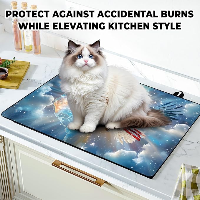 Patriotic Stove Top Cover, Heat Resistant Electric Stove Protector Mat, Large Diatomite Kitchen Counter Mat (eagle-2, 28x20 Inch)