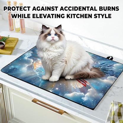Patriotic Stove Top Cover, Heat Resistant Electric Stove Protector Mat, Large Diatomite Kitchen Counter Mat (eagle-2, 28x20 Inch)
