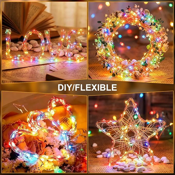 Solar String Lights 2 Pack Total 66FT 200LED Solar Fairy Lights Outdoor Waterproof 8 Lighting Modes Twinkle Lights for Patio, Garden Yard Party Wedding Tree Christmas Halloween Decoration, Multicolor