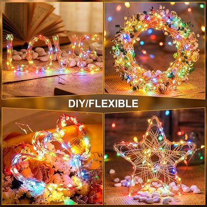 Solar String Lights 2 Pack Total 66FT 200LED Solar Fairy Lights Outdoor Waterproof 8 Lighting Modes Twinkle Lights for Patio, Garden Yard Party Wedding Tree Christmas Halloween Decoration, Multicolor