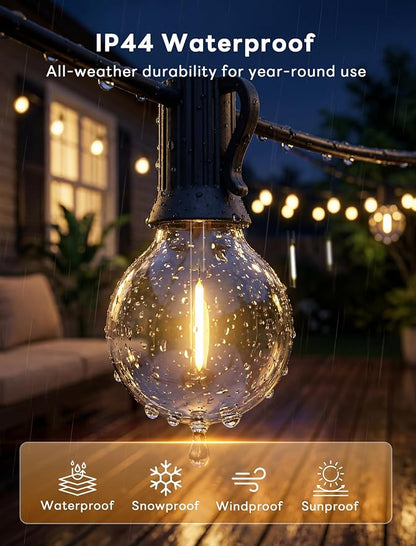Abeja 25FT G40 Outdoor String Lights, Black Wire Globe Patio Lightss with 27 LED Plastic Bulbs(2 Spare), Waterproof Hanging Backyard Lights for Porch Balcony Party Decor, Warm White