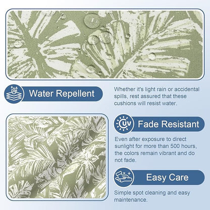 LVTXIII Outdoor Chaise Lounge Cushion 72x21x3 Inch, Water-Repellent Patio Seat Cushion with Ties & Hidden Zipper, Thick Foam Pad for Lawn Chair, Poolside, Patio Furniture, Tropical Leaf Green