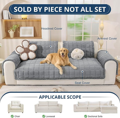 OstepDecor Couch Cover for Dogs, Washable Non Slip Sofa Cover for Pets | Soft Couch Covers for Sofa, Loveseat and Sectional, Furniture Protector Against Pet Hair & Dirt (35.4" x 63", Blue Grey)