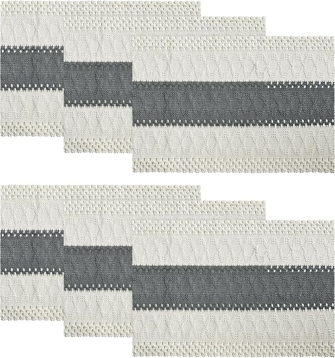Artoid Mode Dark Grey Farmhouse Rustic Placemats Set of 6,12x18 Inch Seasonal Holiday Hollow Table Mats Party Kitchen Dining Decoration