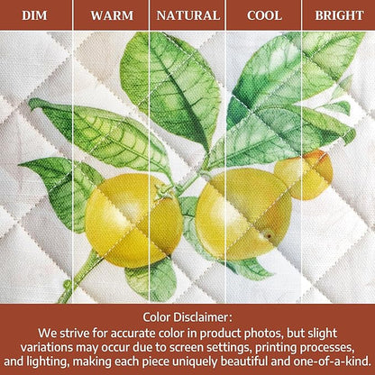 Maison d' Hermine Pot Holders 100% Cotton Heat Resistant Potholders 8" x 8" Hot Pads with Loop BBQ Cooking Baking Hotel Farmhouse Kitchen Handling Hot Pans Spring Summer (Pack of 2, Limoncello)