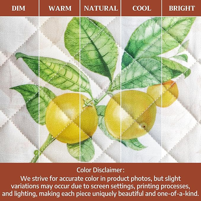 Maison d' Hermine Pot Holders 100% Cotton Heat Resistant Potholders 8" x 8" Hot Pads with Loop BBQ Cooking Baking Hotel Farmhouse Kitchen Handling Hot Pans Spring Summer (Pack of 1, Limoncello)