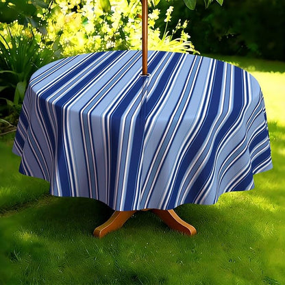 Outdoor Tablecloth with Umbrella Hole Elegant Zipper Patio Table Cloth for Outdoor Patio Garden Yard Decor