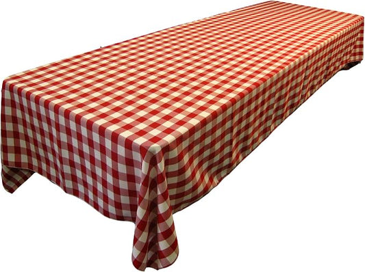 LA Linen Checkered Tablecloth, 60 by 102-Inch, Red