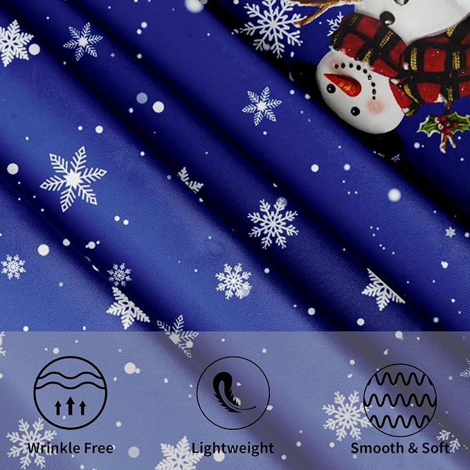 Sweetshow Xmas Snowman Blue Table Cloth Round Winter White Snowflakes Tablecloth 60 Inch Decor Washable Stain and Wrinkle Resistant Winter Round Table Cover for Dining Picnic