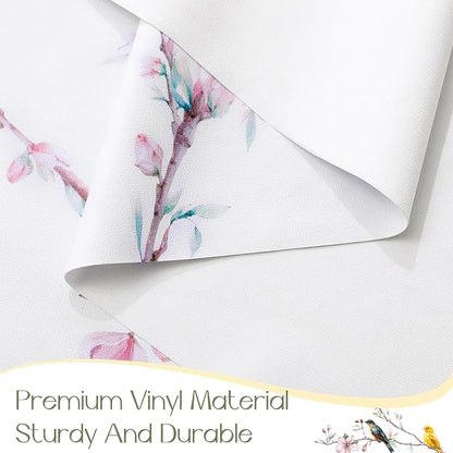 Romanstile Summer Square Vinyl Tablecloth, Outdoor Waterproof Oil-Proof Plastic Table Cloth, Heavy Duty Vinyl Table Cover for Dining, Camping, Picnic, Outdoor - 54 x 54 Inch, Bird