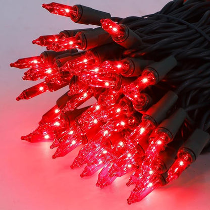 Red Christmas String Lights, 100 Count Incandescent Mini Lights | Connectable Xmas Tree Light for Indoor Outdoor Garland Birthday Valentines Holiday Wedding Festival Party