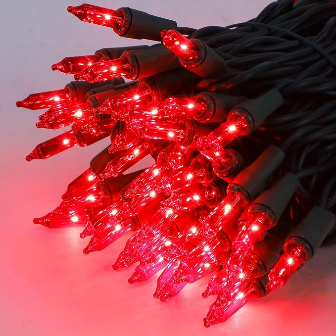 2 Pack Red Valentines String Lights, 100 Count Each, Incandescent Mini Christmas Lights, Connectable Xmas Tree Light for Indoor Outdoor Garland Birthday Holiday Wedding Festival Party