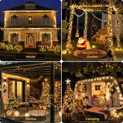 JMEXSUSS 800 LED Outdoor Christmas Lights, Warm White Christmas Tree Lights | 272ft, 8 Modes, Remote Control, Green Wire, Waterproof Led String Lights for Outside Indoor Xmas Party Tree Decor