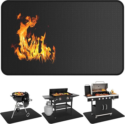 Under Grill Mats for Outdoor Grill - 72 x 39 Inch BBQ Mats for Outdoor Grill Deck Protector, Double-Sided Fireproof Oil-Proof Waterproof, Easy to Clean, Perfect for Outdoor Grilling