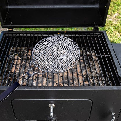 Round Grill Basket, Folding Stainless Steel Barbecue Nets Grilling Accessories, Metal Fish Clips with Removable Handle, Non-stick Clamp Grilled BBQ Supply, Outdoor Vegetable Grilling Rack