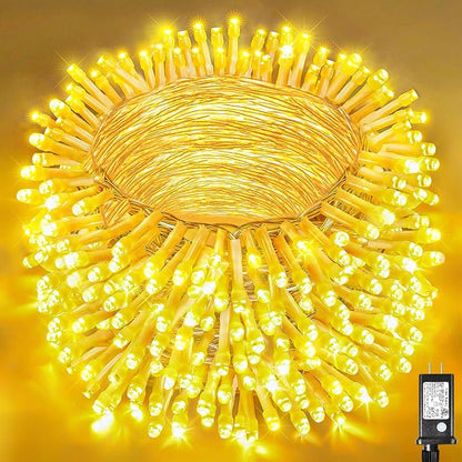 165FT 500 LED Christmas Lights Outdoor Indoor, Connectable Warm White String Lights 8 Modes Clear Wire Waterproof Plug in Twinkle Fairy Light for Classroom Wedding Tree Bedroom Decorations