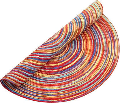 SHACOS Round Braided Placemats Set of 6 Table Mats Colorful Place Mats for Dining Tables Holiday Party Decor (Rainbow Red, 6)