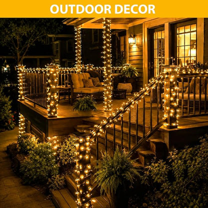 Nisocy 100FT LED String Lights Outdoor Waterproof – Warm White Fairy Lights with Plug, Connectable Christmas Tree Lights for Patio, Garden, Bedroom, Wedding, Party, Decor