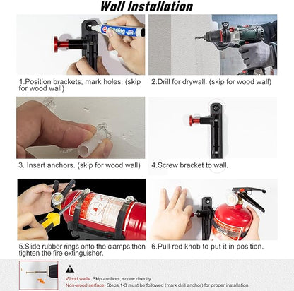 Quick Release Fire Extinguisher Mount with 10 Clamps- Universal Fit Roll Bar & Wall Mount Bracket Holder Adjustable Mounting for UTV Motorcycle Compatible with Jeep Wrangler Polaris RZR Ranger ATV
