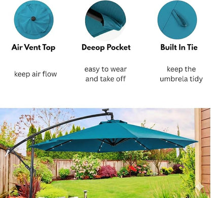 10ft Patio Umbrella Replacement Canopy for 8 Ribs, Outdoor Umbrella Canopy ONLY, Market Umbrella Top, Water-Resistant & UV-Protective