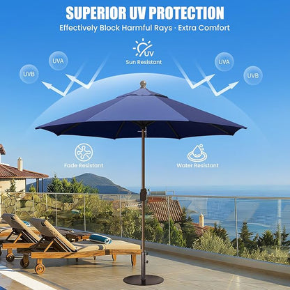 EliteShade USA 10-Year-Non-Fading 10Ft Market Patio Umbrella, UPF 50+ UV Protection Performance Sun Umbrella, Heavy Duty Commercial Grade Outdoor Table Umbrella with Crank, Windproof Vented Top for Garden, Pool, Deck and Outdoor Playsets, No Tilt, Navy...