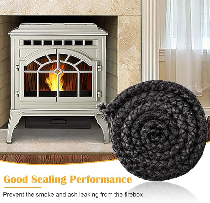 Criditpid Replacement SRV7034-177 Stove Door Gasket Rope for Quadrafire Edge 60, Mt Vernon AE Insert, Mt Vernon E2i, Trekker Insert Pellet Stoves Parts, 1'' x 68'' Fiberglass Seal Rope Gasket