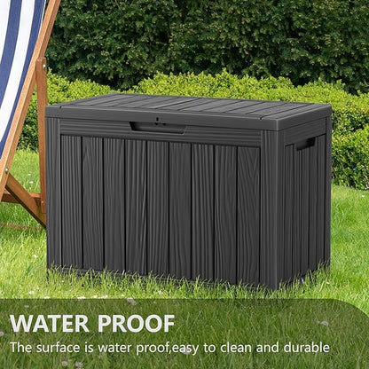 Vixzen 45 Gallon Deck Boxes Outdoor Waterproof, Lockable Outdoor Storage Box for Patio Cushions Storage Furniture, Garden Tools, Pool Supplies, Weatherproof and UV Resistant (Black, 45 Gallon)