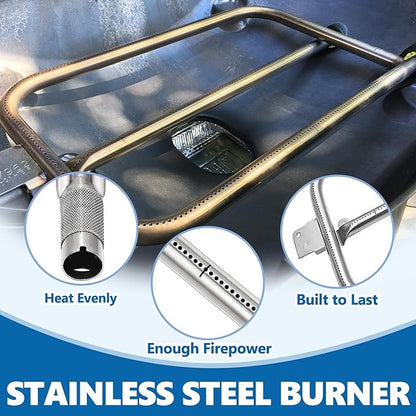 SafBbcue 7584 25" Cast Iron Cooking Grates & 65032 23.75" Grill Burner for Wber Q300 320 3000 3200 57060001 586002 Grills, Baby Q Grill Grids & Grates and Grill Burner Tube Kit for Weber 7646 & 65032