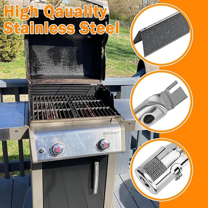 SafBbcue Grill Parts Kits for Weber Genesis Silver A Spirit 200,Spirit 500/520/530/500 LX Series Gas Grills with Side Mounted Control Panels 7534 Porcelain Steel Flavorizer Bars 7507 Burner Tubes