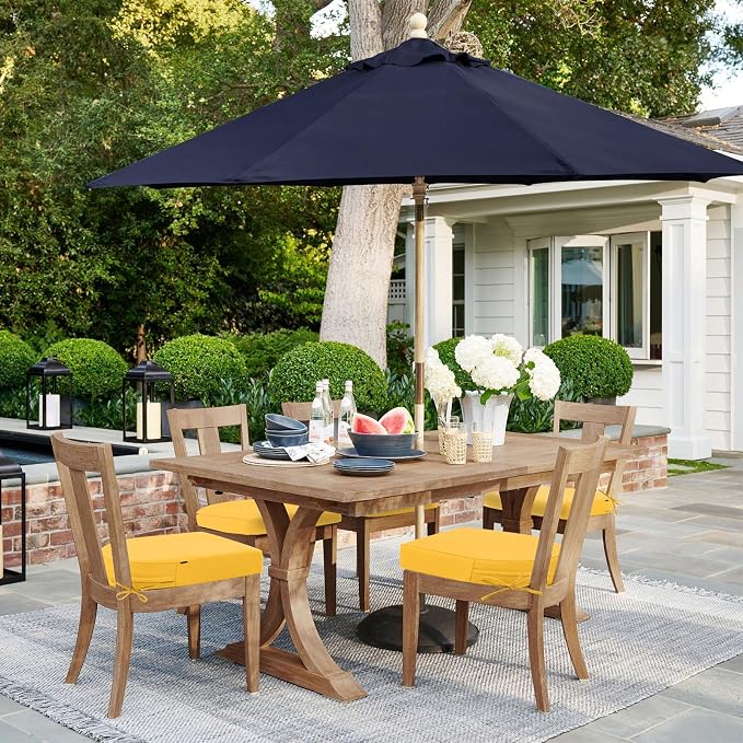 Topotdor Outdoor Chair Cushions Set of 4, 17"x16"x2" Waterproof Patio Chair Cushions for Outdoor Furniture, Round Corner Outdoor Seat Cushions Color Fastness Chair Pads with Ties, Yellow