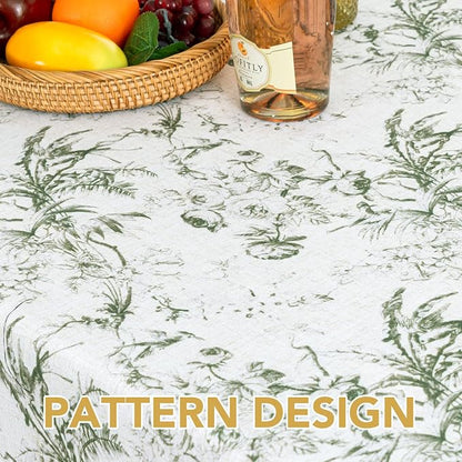 H.VERSAILTEX Linen Table Cloths Floral Printed Tablecloth Spill-Proof Waterproof Table Cover for Dining Buffet Feature Soft and Thick Fabric Wrinkle Free, 60 x 60 Inch, Vintage Botanical - Green