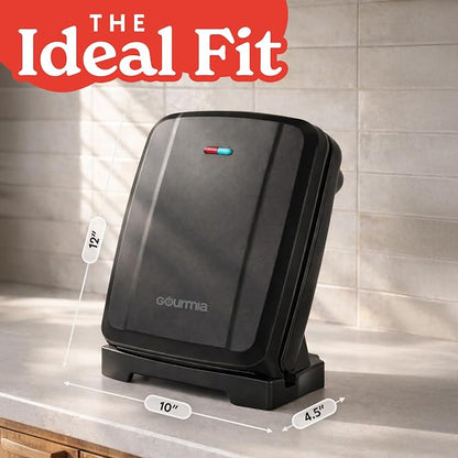 Gourmia Indoor Grill & Panini Maker – 4 Serving Contact or Open Grill, Nonstick Ceramic, Preheat Indicator Light, Slope Design with Removable Dishwasher Safe Drip Tray