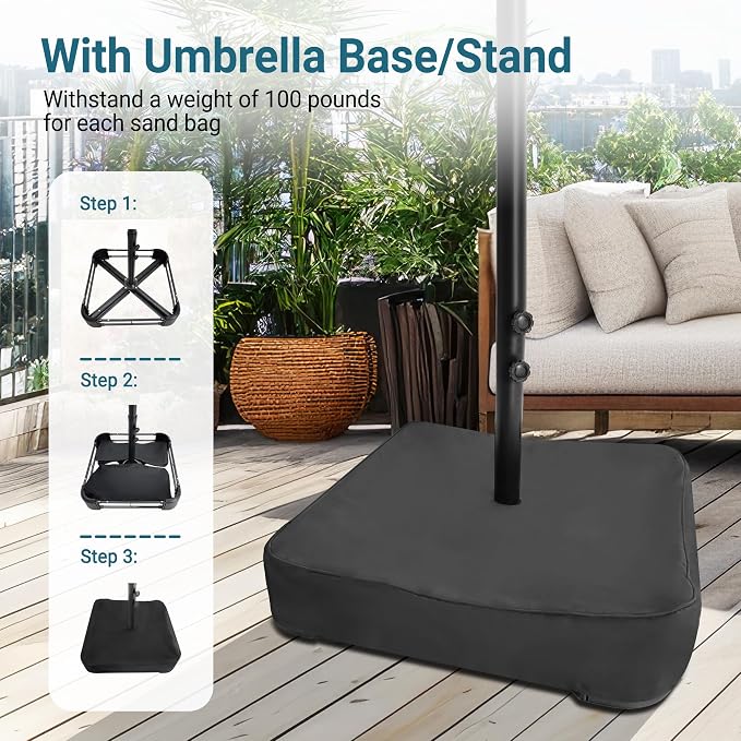15ft Patio Umbrella with Base, 10-Year-No-Fade Large Outdoor Double-Sided Market Umbrella with UPF50+Terylene Polyester Fabric and Crank for Poolside Garden Deck Backyard Beach Pools