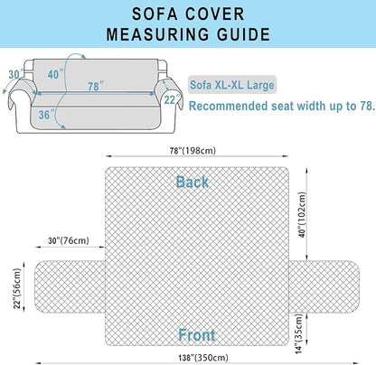 Reversible Oversized Sofa Covers, XL Sofa, Huntergreen/Sage | Couch Cover Furniture Protector for Dogs Elastic Straps Water Repellent Furniture for 4 Cushion Couch