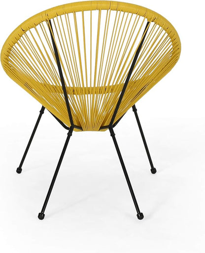 Christopher Knight Home Outdoor Hammock Weave Chair with Steel Frame (Set of 4) - Yellow and Black Finish