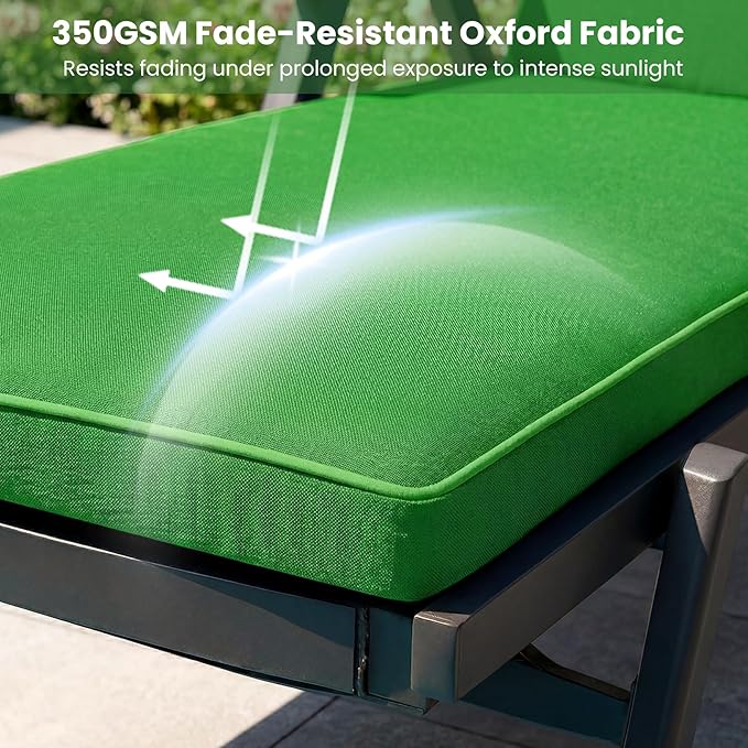 Chaise Lounge Cushions Outdoor, 80 x 26 Inch Water & Fade-Resistant Patio Furniture Lounge Cushion, Beach Umbrella Lounger Chair Replacement Cushion with Removable Cover Pad, Green