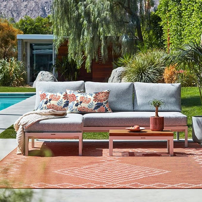 LVTXIII 2 Pack Outdoor Lumbar Pillow Covers 12x20 Inch with Piping, Water-Repellent Back Cushion Covers ONLY for Patio Furniture, Sofa, Garden Bench, Vibrant Blossom