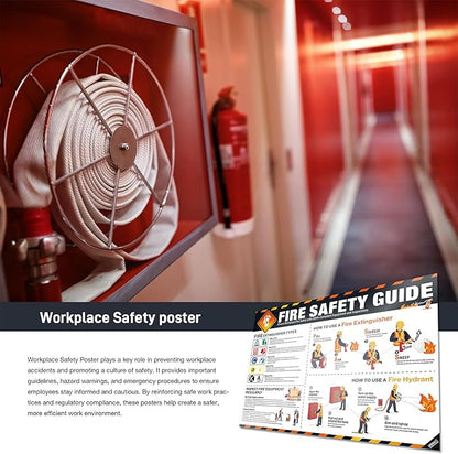 Fire Safety Poster – OSHA Compliance Fire Extinguisher & Hydrant Use Guide, Fire Types Chart, Emergency Instructions, Workplace Safety Sign, Laminated, Large 18 x 24 Wall Chart